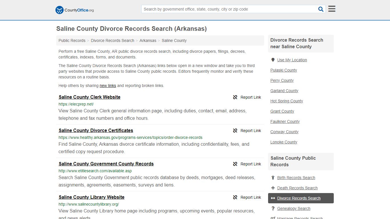 Saline County Divorce Records Search (Arkansas) - County Office