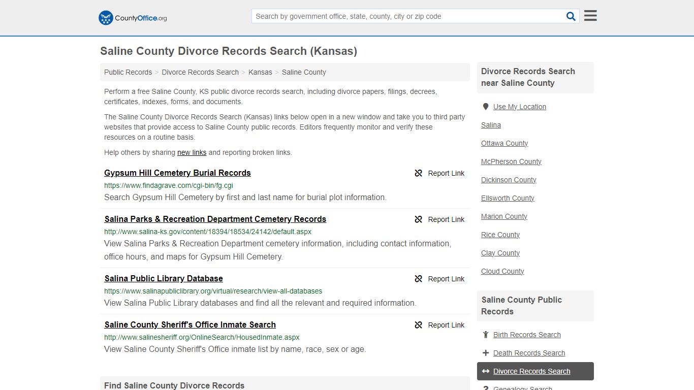 Saline County Divorce Records Search (Kansas) - County Office